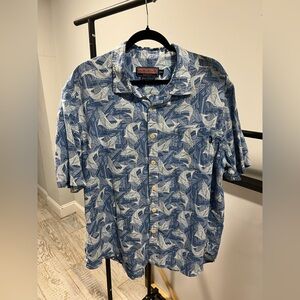 Vineyard Vines Blue Marlin Pattern Short-Sleeve Button-Down Shirt